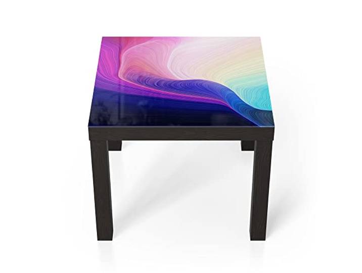 DEQORI Glastisch schwarz klein 55x55 cm Motiv Polychromer Farbfluss ausgefallener Beistelltisch aus Glas Hochglanz Couchtisch fürs Wohnzimmer moderner Couch Tisch mit Design