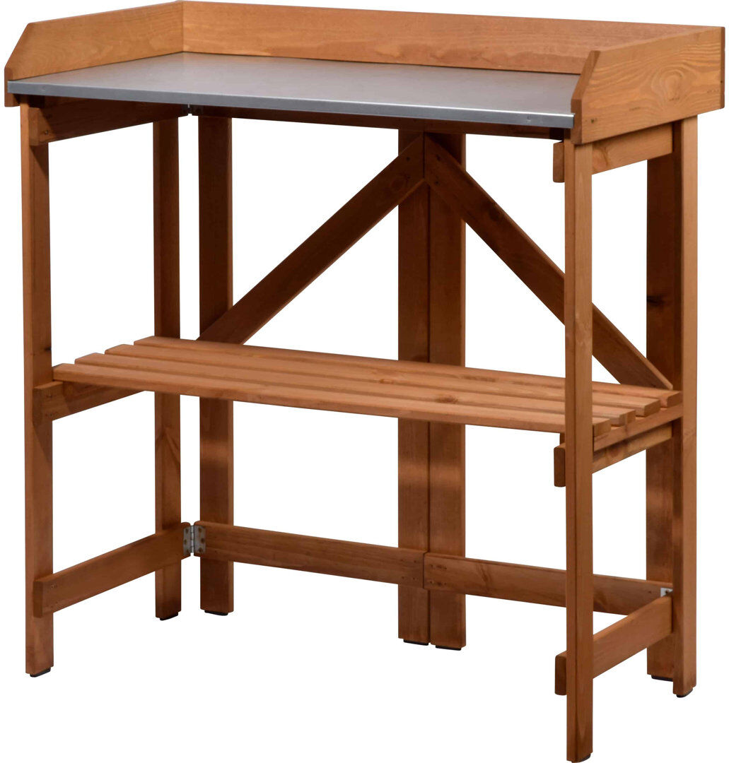 Three Posts Tipton Pine Potting Bench Brown 89cm H X 44cm W X 85cm D