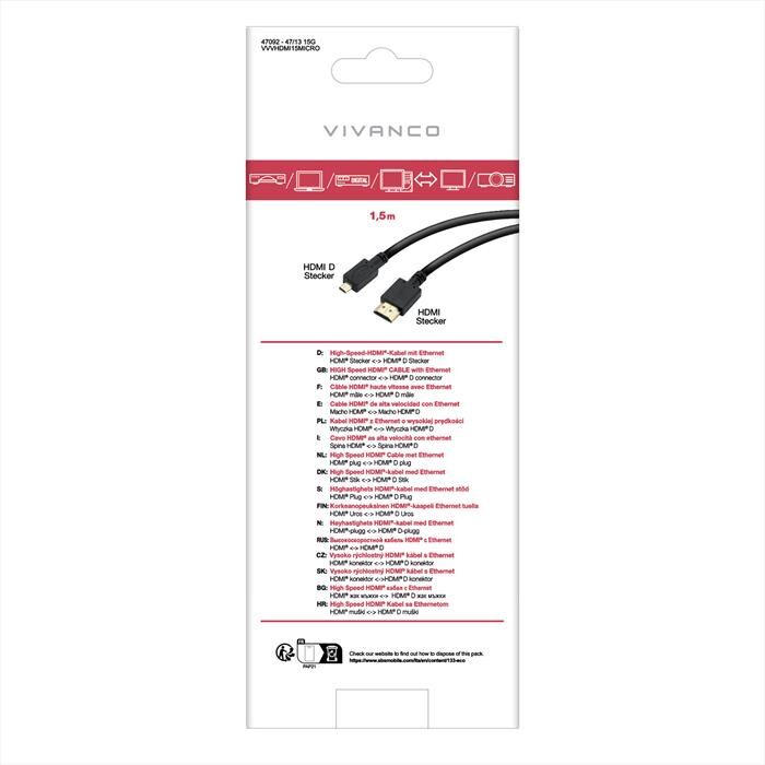SBS Cavo Micro Hdmi Ad Alta Velocità Con Ethernet-nero
