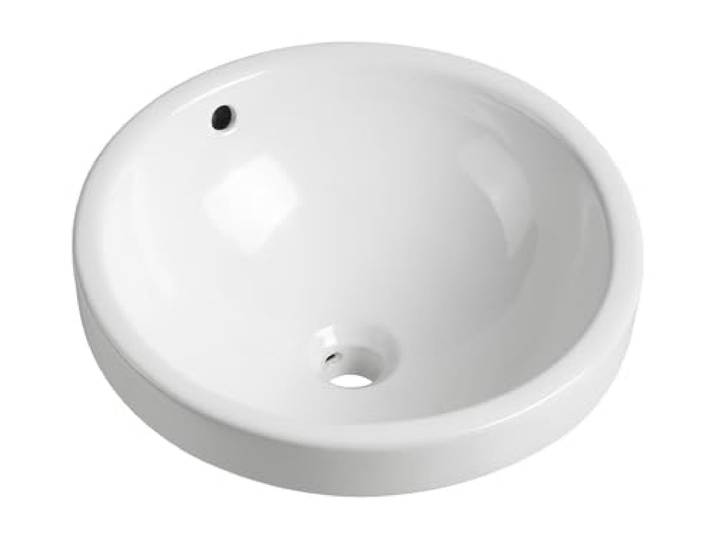 Vente-unique - Vasque de salle de bain semi-encastrée ronde en céramique - 46 cm - Blanc - CATONAC II