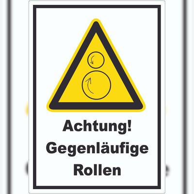 HB-Druck Achtung Gegenläufige Rollen Aufkleber A6 (105x148mm)