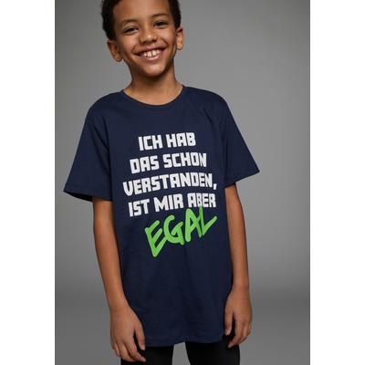 T-Shirt KIDSWORLD "ICH HAB DAS SCHON VERSTANDEN...", Jungen, Gr. 140/146, blau (marine), Jersey, Obermaterial: 100% Baumwolle, bedruckt, Basic, Basic, Rundhals, Shirts T-Shirt, Kurzarm, Basic-Passform, bedruckt, Rundhalsausschnitt