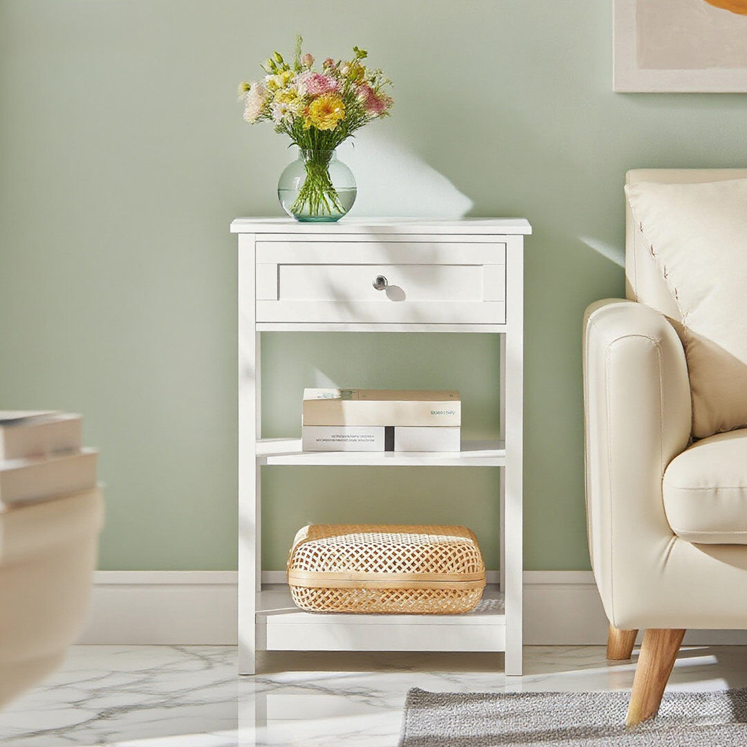 Brambly Cottage Axton 45 cm W Bedside Table White 68cm H X 45cm W X 30cm D