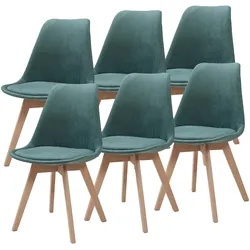 Helloshop26 - 6er Set Esszimmerstühle Kord dunkelgrün
