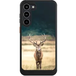 Nivocase Hülle für Samsung Galaxy S23+ Handyhülle NIVOcore Case Schwarz Hirsch Wald Wiese (Samsung Galaxy S23+), Smartphone Hülle, Schwarz