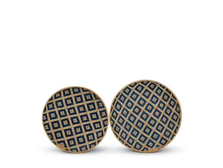 Set de 2 plateaux en bambou bicolore Ø 55 cm