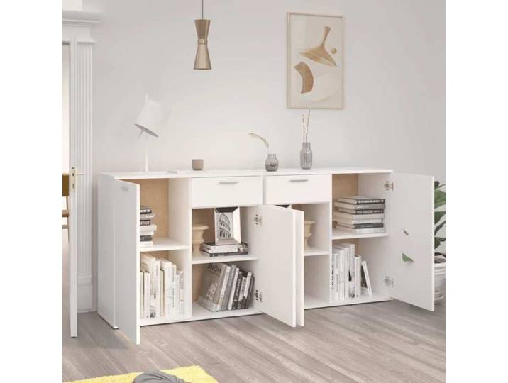 Stable&Durable - Blanc - Buffet & bahut - Buffet Blanc 160x36x75 cm - bois d'ingénierie - organisateur de salon HS684697417