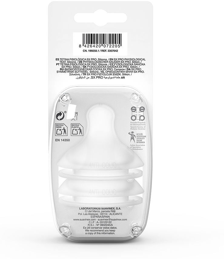 Suavinex Tetina fisiologica flujo silicona L 2 u