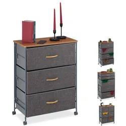 Relaxdays Schubladenschrank mit Rollen Anthrazit,Hellbraun