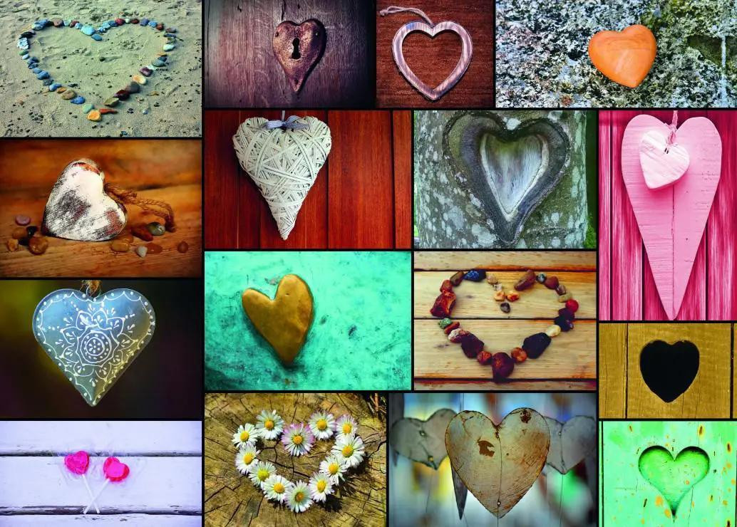 Grafika Puzzel Collage Harten met hartmotief - 500 stukjes