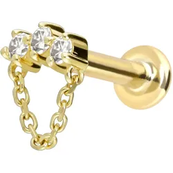 14 Karat Gold Labret mit Innengewinde MOISSANIT-BOGEN + KETTE