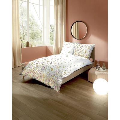 Bettwäsche KAEPPEL "Annabell", grün (kiwi), B/L: 135cm x 200cm, 1 Stk., 1 Stk., Mako-Satin, B/L: 80cm x 80cm, 2 Stk., Mako-Satin, Obermaterial: 100% Baumwolle, Bettwäsche, Bettwäsche, Mit Blumenmuster