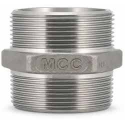 Edelstahl-Doppelnippel BSPP AG x AG – flachdichtend  / (Größe:) 1/2" AG x 1/2" AG