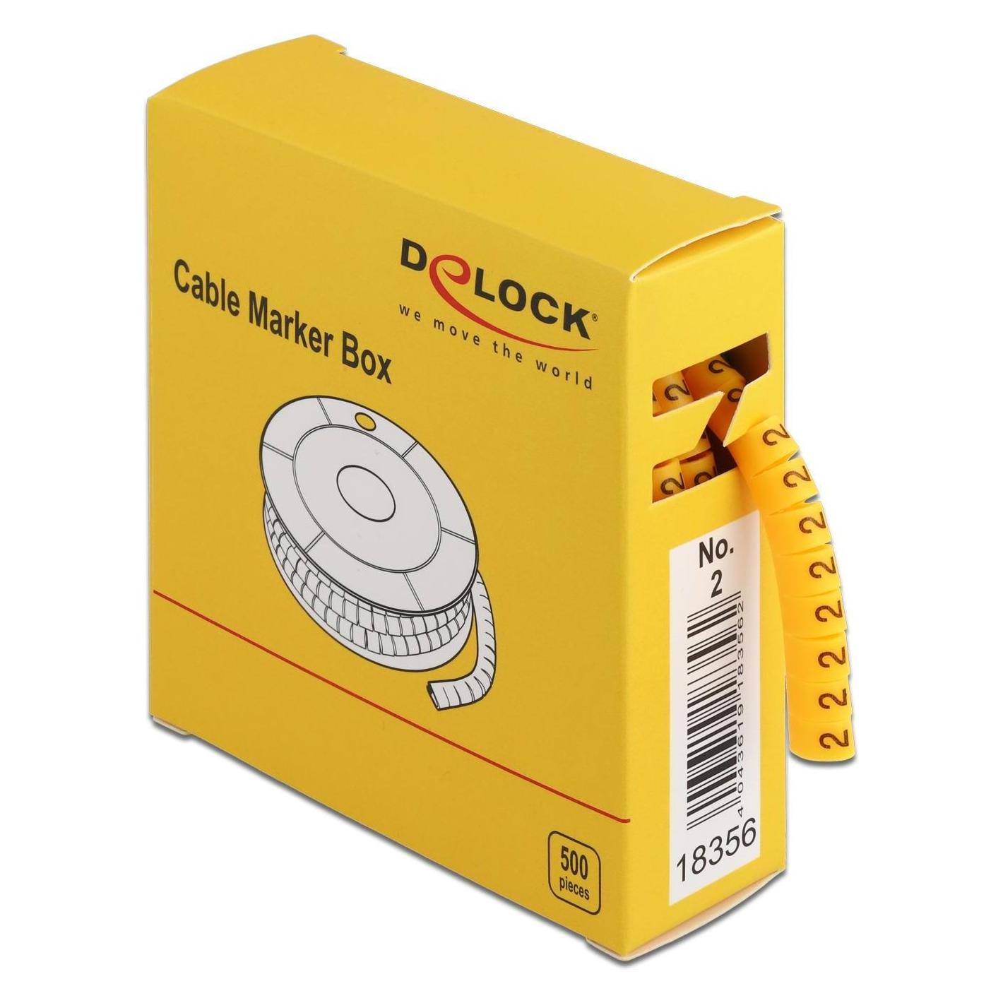 Delock Kabelkennzeichnung Nr.2. gelb 500 Stück (18356)