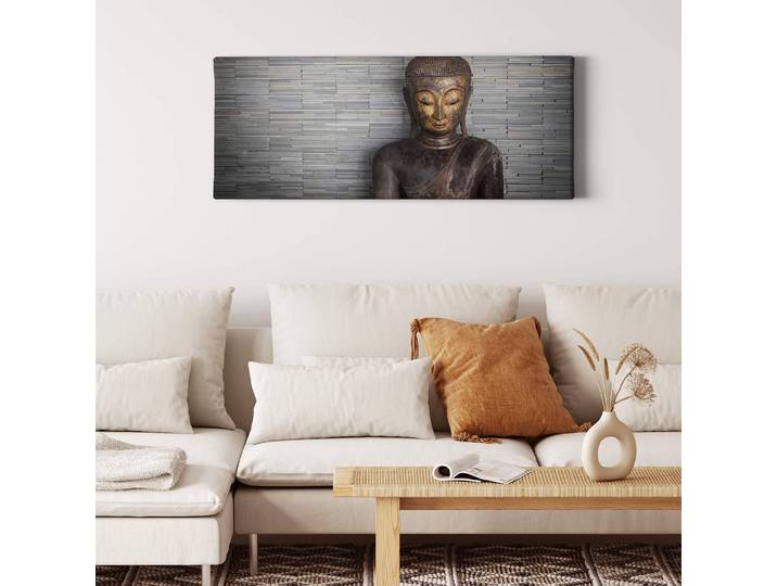 Impression sur toile Buddha Polyester PVC / Épicéa Marron 100 x 40cm