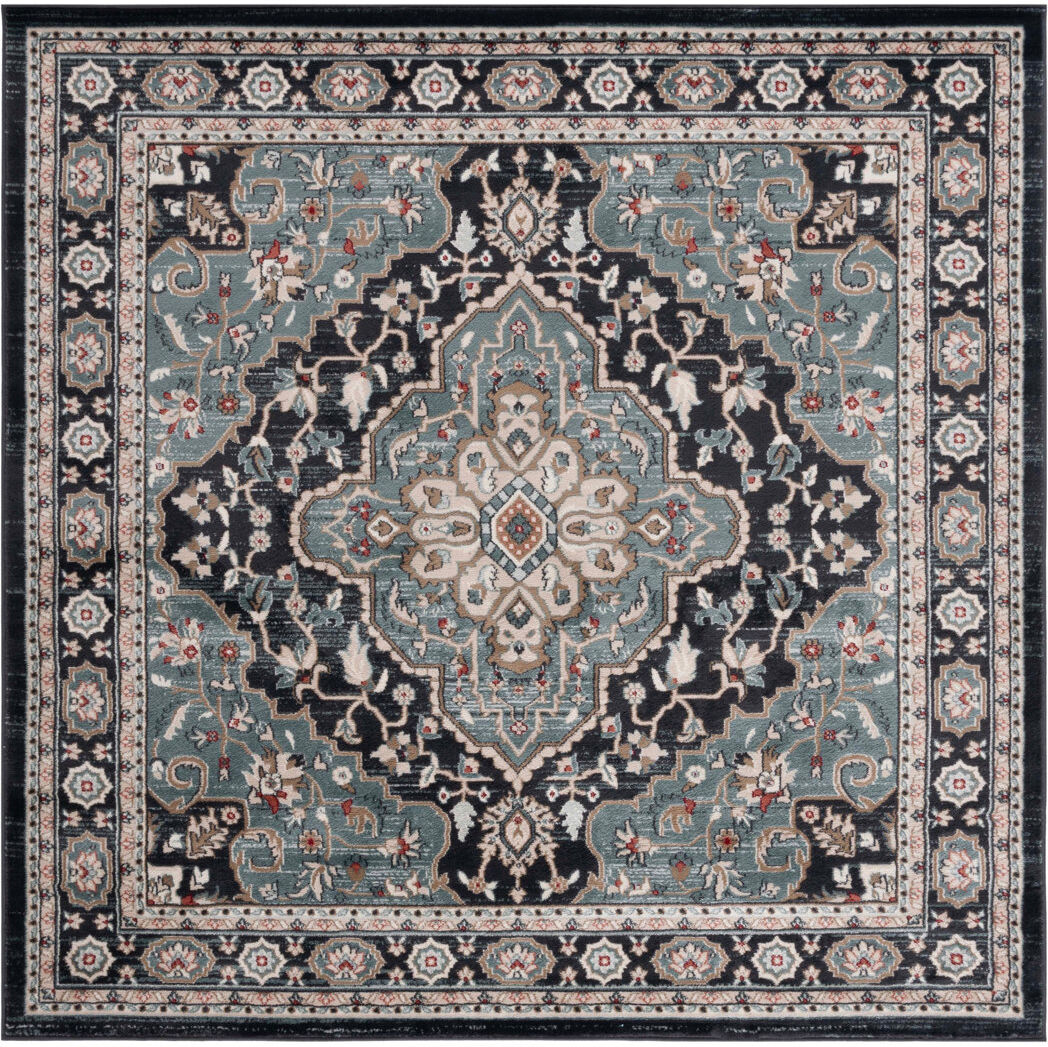 Latitude Vive Lyndhurst Oriental Area Rug In Anthracite / Teal Teal;Anthracite Square 213 cm