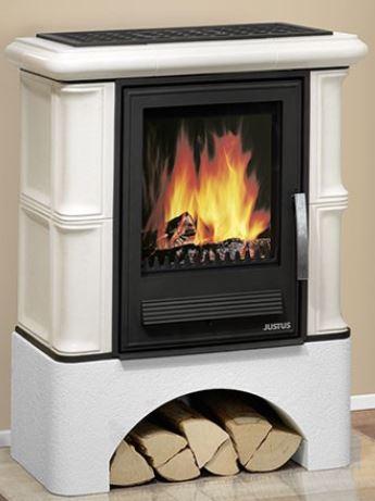 JUSTUSGMBH Bavaria Kachelkamin Seidemweiß Ahorn weiss, mit Sockel, 7 kW 16900041