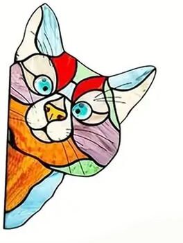 Perfect Picks Market Peeping Cat Window Sticker Funny Cat Window Cling Glass Decoration For Home And Car color