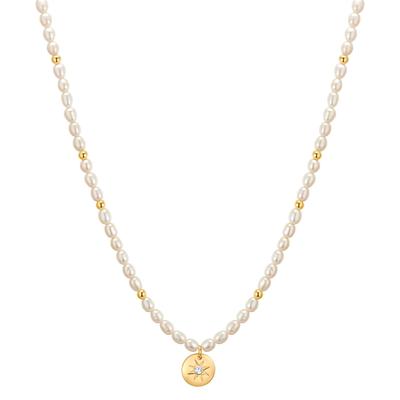 Perlenkette YOKOAMII "Y106", weiß (gelbgold), Halsketten, Damen, 46,5cm Basiskette + 5,0cm Verlängerung, B: 4,8mm, Perlenkette, mit Perle, B:4,8mm