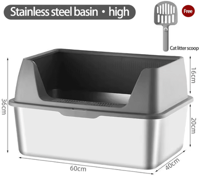 Inspire Curations SteelGuard XL Stainless Steel Cat Litter Box With Lid a Complete Set