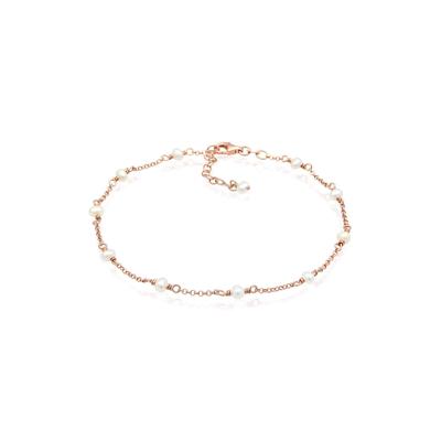 Fußkette ELLI "Fußschmuck Fußkette mit Süßwasserzuchtperle 925 Silber" Gr. 22, rosa (rosegold), Fußketten, Damen, Silber 925 (Sterlingsilber)