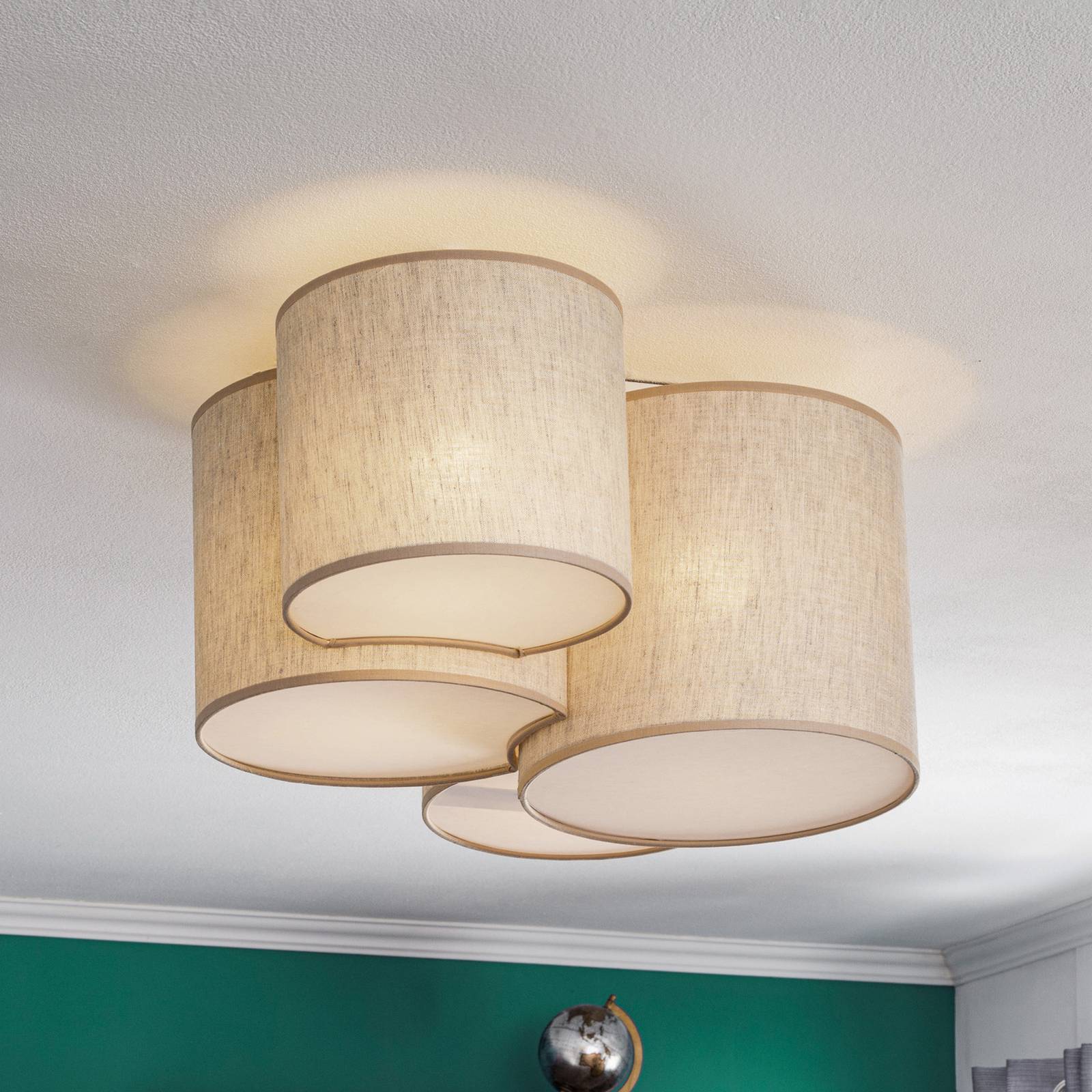 Deckenlampe Mona Nature TK Lighting, dimmbar, für Wohn- / Esszimmer, Textil / Stoff / Seide, Modern, Deckenlampe