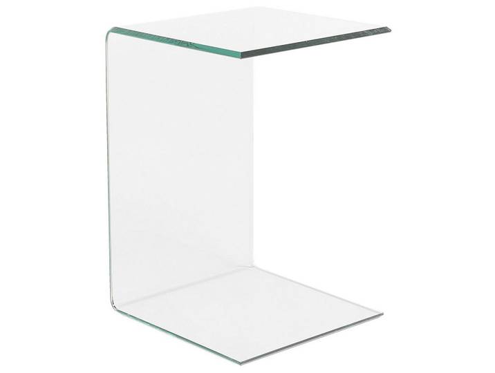 Beliani Beistelltisch Glas transparent 40/40/61 cm Lourdes, Transparent, Quadratisch, 40x61x40 cm, Wohnzimmer, Wohnzimmertische, Beistelltische