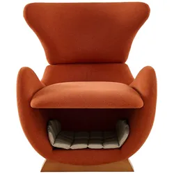 Designer-Loungesessel Walhai-Look 66x69x76 cm mit integrierter Höhle für Haustiere aus kratzfestem Stoff in Ziegelrot