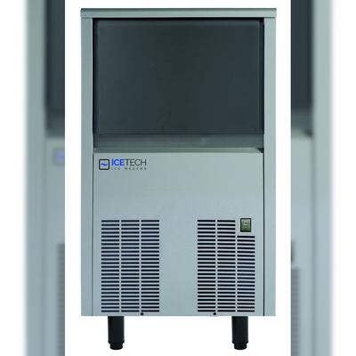 Eiswürfelbereiter 35 kg 40 g große Vollwürfel. Vorrat 15 kg. Gehäuse aus rostfreiem Stahl. Luft- oder Wasserkondensation. ICETECH SS35L