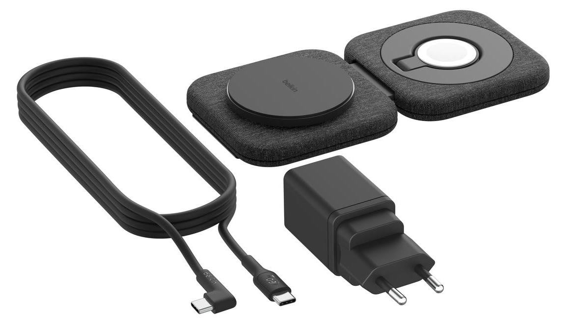Belkin BoostCharge Pro 2-in-1 Inductieve laadmat met AC-voeding 15 Watt Magnetisch Snel opladen