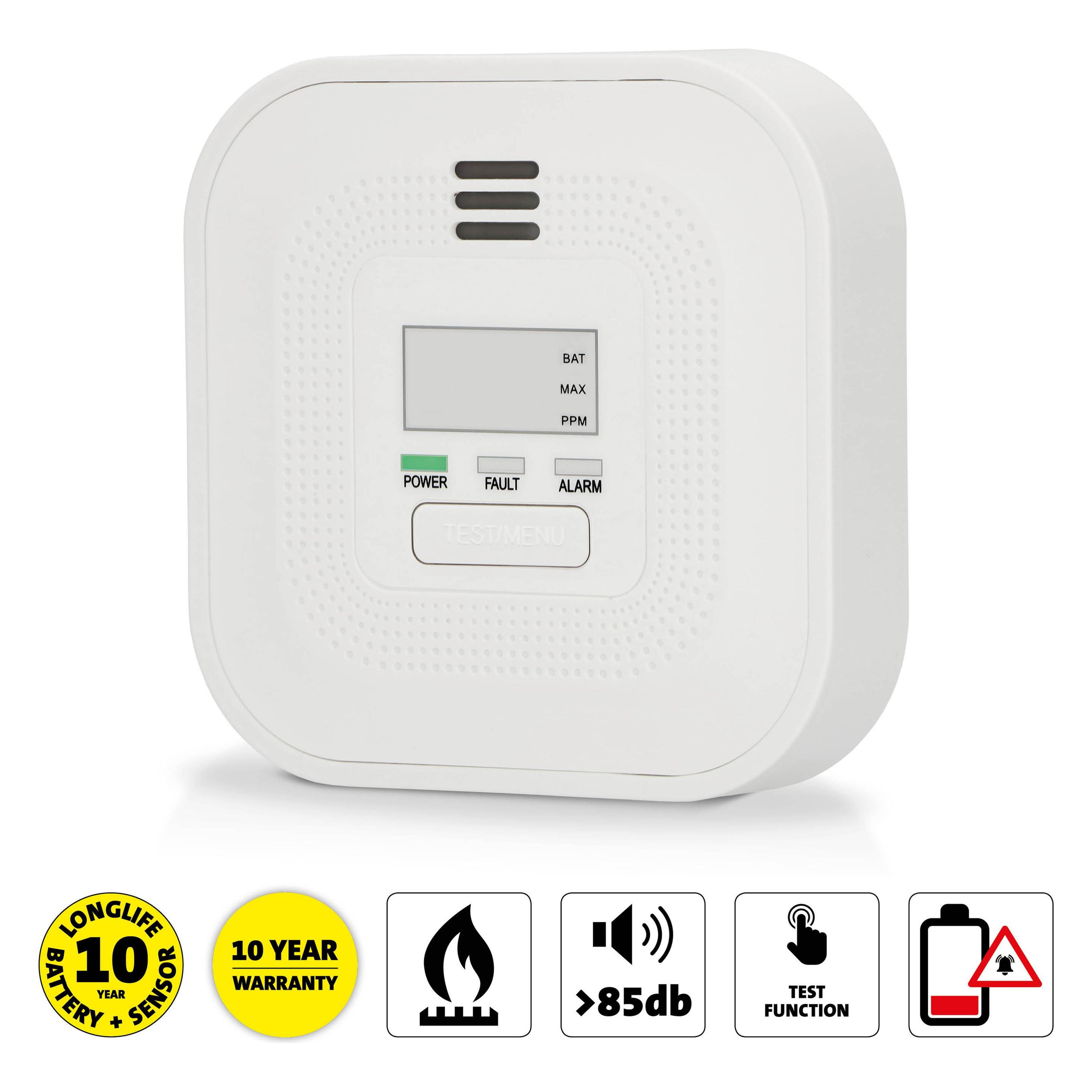 Alecto Kohlenmonoxid-Melder COA4010 LED-Anzeige, weiss (A004866)