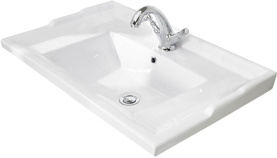 Nuie 620mm L x 460mm W White Ceramic Rectangular Sink with Overflow White 460mm W