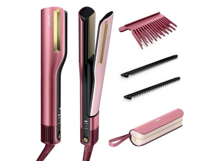 Fer A Lisser Lisseur Et Sèche-cheveux 2 En 1 - Shark - Silkipro Ht401eupk - Rose - 1000w - 3 Peignes Silki