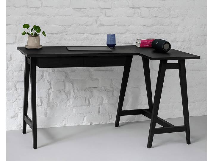 Eckschreibtisch Toeke 135cm Ausrichtung rechts Schwarz/Esche Schwarz
