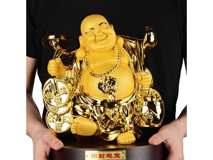 Statue Feng Shui Maitreya en résine, ornements artisanaux, décorations de bureau pour salon, magasin d'argent porte-bonheur, cadeaux d'ouverture