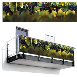 BALKON-SICHTSCHUTZ Trauben - Wein - Natur - Grün Windschutz 300x85 cm