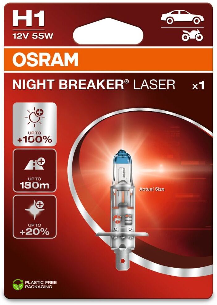 Ams-Osram Lampada a incandescenza OSRAM Night Breaker Laser H1 12V, 55W, 1 Pezzo