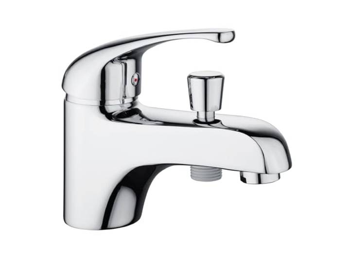 Edouard Rousseau - Mitigeur Bain-Douche Cardiff Monotrou - Chromé - Laiton - Débit 28 L/min - Économie d'Eau Éco-Stop - Bec avec Inverseur