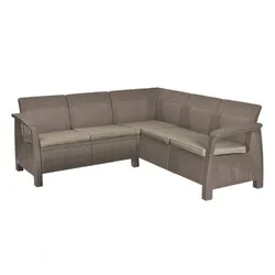 Korfu entspannen künstlichen Rattan Garten Ecke Set Cappuccino