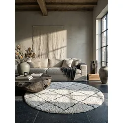 Shaggy-Teppich Weich Schwarz-Weiß 160x160 cm - ATRIO   Kadima Design