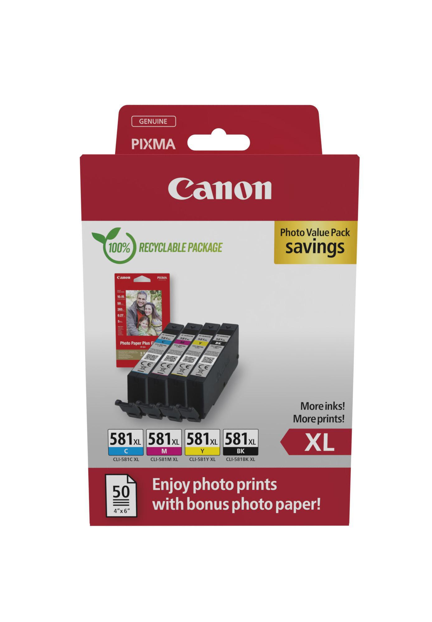 Canon CLI-581XL 2052C006 Original Druckerpatronen Multipack + Fotopapier
