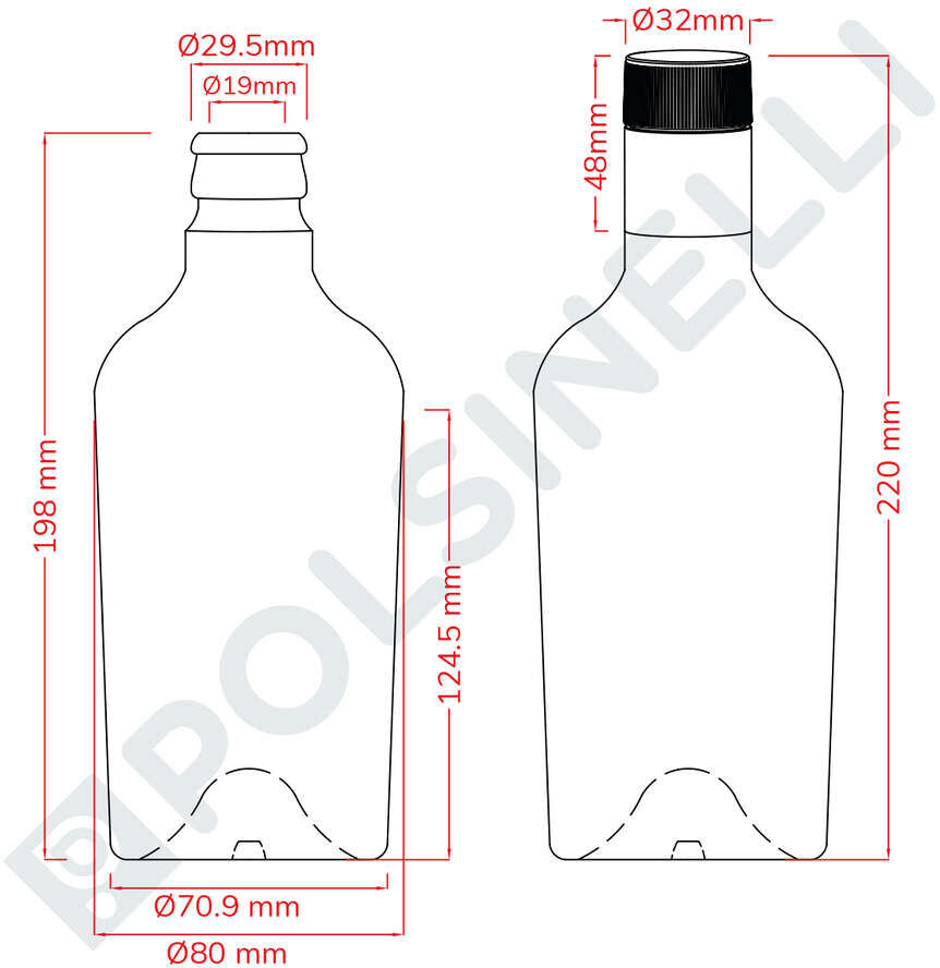 Polsinelli Bouteille Reginolio 500 ml avec bouchons Guala non rechargea