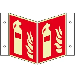 Schild I PERMALIGHT power langnachleuchtend Brandsch.-Nasenschild Feuerlöscher, Aluminium, 200x200mm, ASR DIN EN ISO 7010 F001