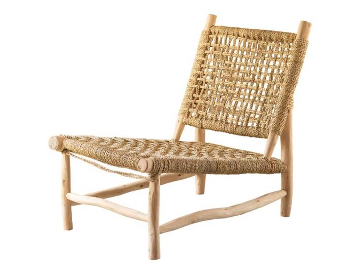 Fauteuil Lounge ajouré bohème Naturel 60x80x75 cm