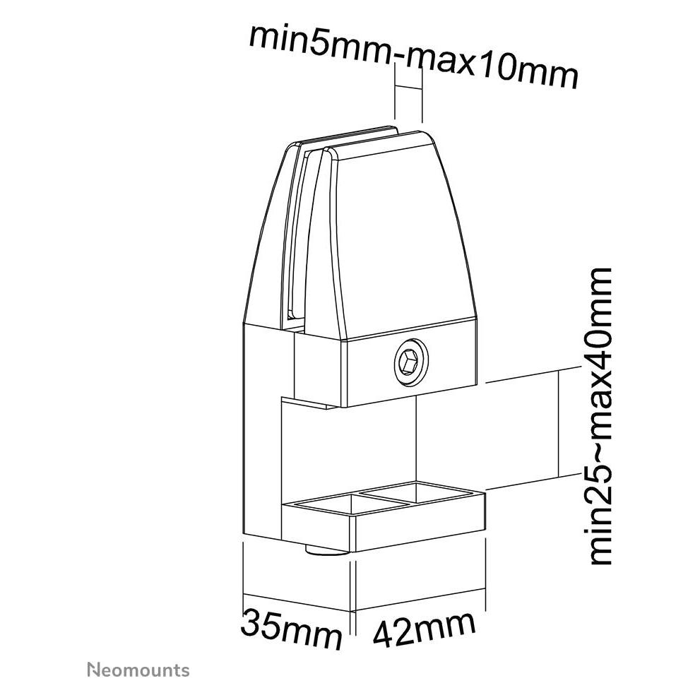 Neomounts Desk Clamp for NS-GLSPROTECTXXX - suited for desk thickness - set of 2 pieces (NS-CLMP40WHITE)
