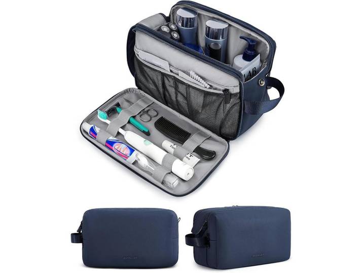 Kulturtasche Large Blau, Kunststoff, 7x6.5x15.1 cm, Badaccessoires, Kosmetikdosen