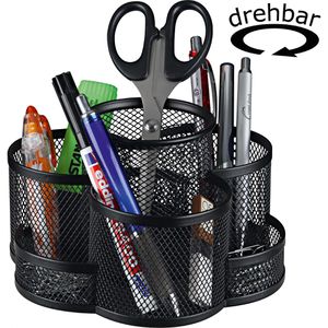 Böttcher-AG Stiftehalter Premium Mesh Line, drehbar, aus stabilem Metalldraht, 7 Fächer, schwarz