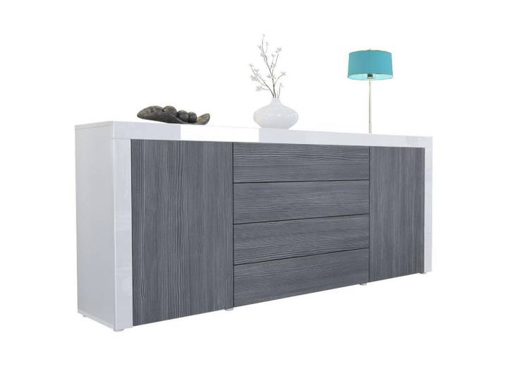 SIDEBOARD La Paz Avola-Anthrazit / Weiß Hochglanz