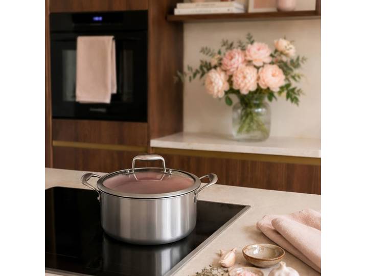 Faitout 24cm en acier inoxydable rose