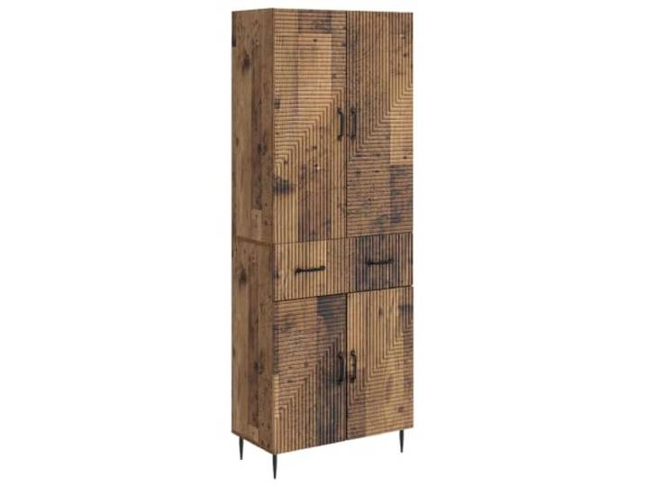 PUGYNBK Schrank-Set, 2 Stück, Altholz Fächer und Regale, Schubladen, USB-Anschlüsse, LED, für Wohnzimmer oder Studio